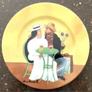 William Sonoma GBC French Scene Fine Porcelain Salad Plate - Van Gogh Amoureux